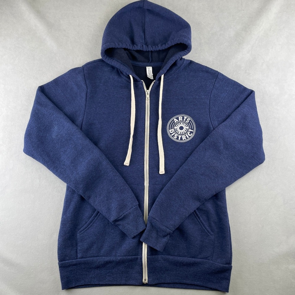 Arts District Hoodie Mens S Blue Bella+Canvas Sweatshirt Graphic Logo‎ LA Rare